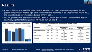 Racial and regional disparities in metastatic breast cancer. - ASCO